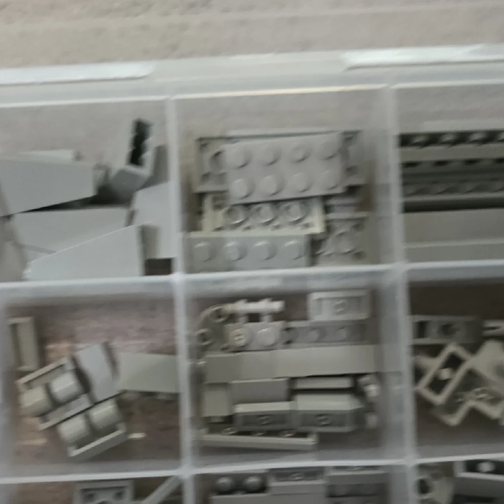 LEGO Various Light Gray Pieces and Parts with Plastic Storage Organizer